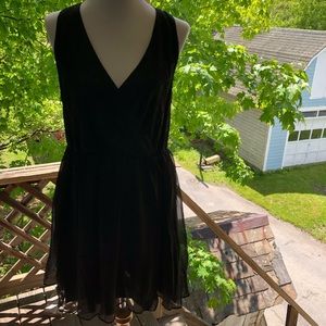 Lace and chiffon little black dress